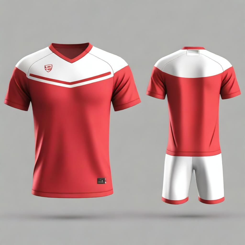 A simple red and white themed jersey design