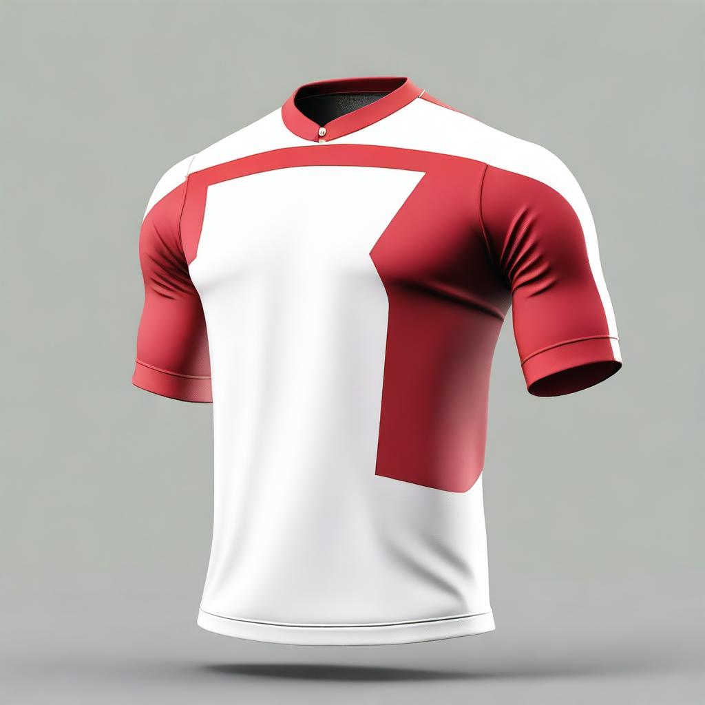 A red and white themed jersey design without any logos