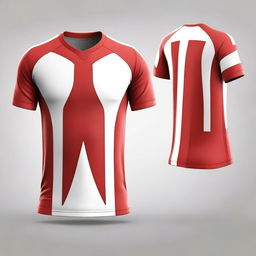 A red and white themed jersey design without any logos