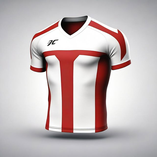 A red and white themed jersey design without any logos, focusing only on the shirt