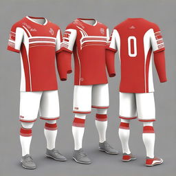 A red and white themed jersey design without any logos, focusing only on the shirt