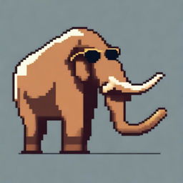 A pixel art depiction of a mammoth from the side view, wearing cool sunglasses and a gold chain