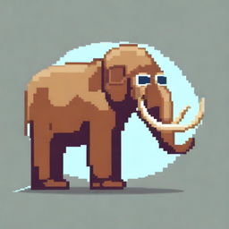 A pixel art depiction of a mammoth from the side view, wearing cool sunglasses and a gold chain