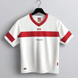 A white jersey design with red stripes