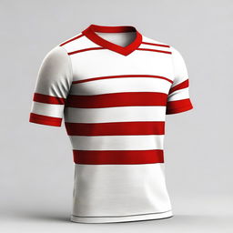 A white jersey design featuring red stripes