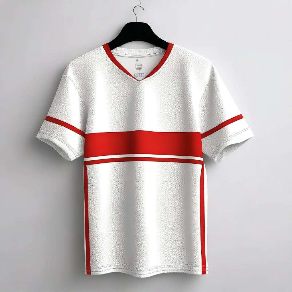 A white jersey design with red stripes