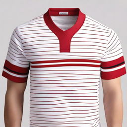 A white jersey design with red stripes