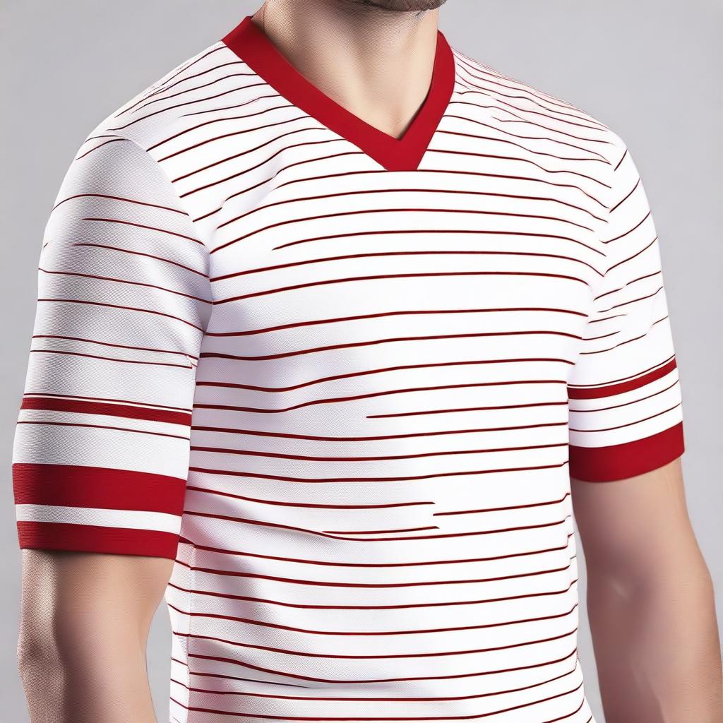 A white jersey design with red stripes