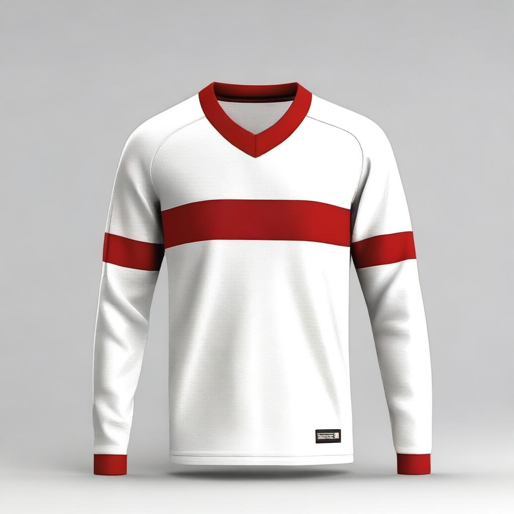 A white jersey design with red stripes