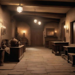 A detailed image of a church basement