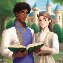 A book cover featuring a prince and a student