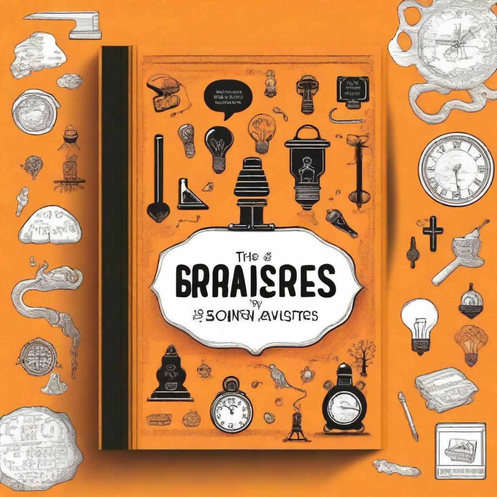 Design a book cover titled 'The Ultimate Book of Riddles and Brainteasers'