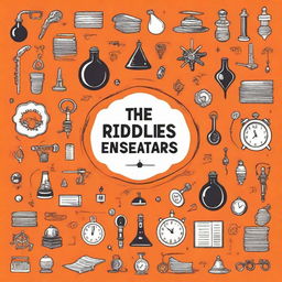 Design a book cover titled 'The Ultimate Book of Riddles and Brainteasers'