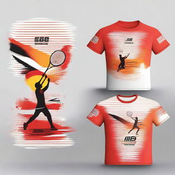 A vibrant and energetic t-shirt design for a Badminton training camp in 2024, set in Turkey