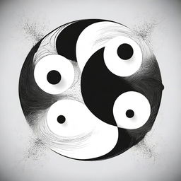 Crea una ilustración del símbolo Ying Yang, destacando el equilibrio y la dualidad entre el blanco y el negro