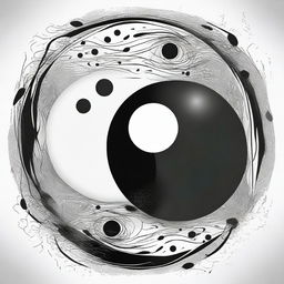 Crea una ilustración del símbolo Ying Yang, destacando el equilibrio y la dualidad entre el blanco y el negro