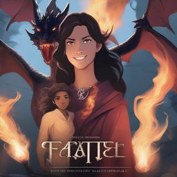 Create a book cover for 'Fate: The Shadowed Flame' featuring Bloom and her mother on the front, using their dragon flame powers against a backdrop of darkness