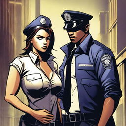 A pair of enemies, featuring a female police officer and a gangster