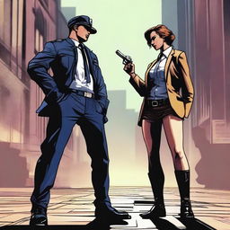 A pair of enemies, featuring a female police officer and a gangster