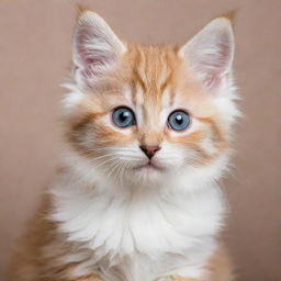 A playful and cute kitten with bright, curious eyes and soft, fluffy fur.