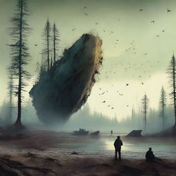 Create a dystopian book cover featuring a desolate landscape set two centuries after Earth was ravaged by a virus