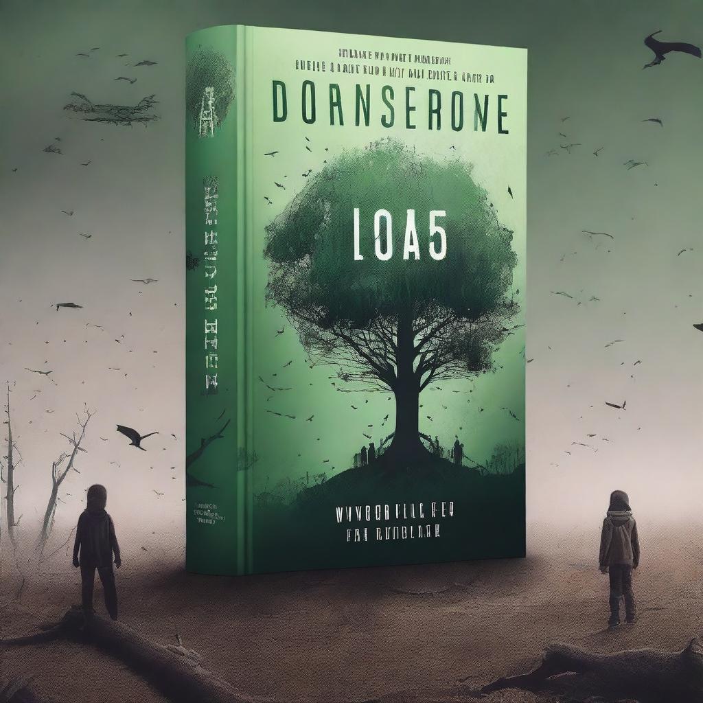 Create a dystopian book cover featuring a desolate landscape set two centuries after Earth was ravaged by a virus