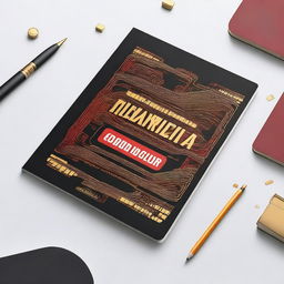 A notebook cover design with the title 'ARQUITETURA E ORGANIZAÇÃO DE COMPUTADORES' in bold, golden letters