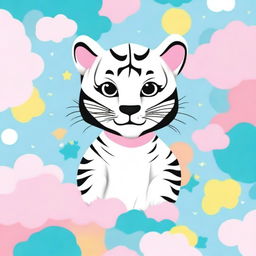 A kids' jersey design featuring a friendly and playful white tiger