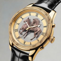 Create a high-end chronograph watch with a horse theme