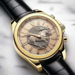 Create a high-end chronograph watch with a horse theme