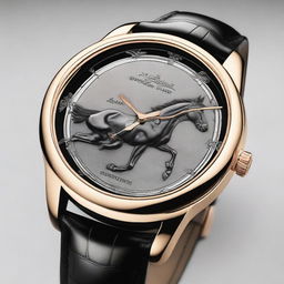 Design a high-end luxury wristwatch with a thoroughbred race horse theme