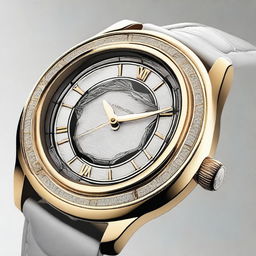 Create a high-end luxury wristwatch featuring a bezel in the shape of a horseshoe