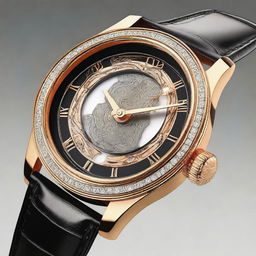 Create a high-end luxury wristwatch featuring a bezel in the shape of a horseshoe