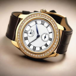 Design a luxury wristwatch with the outer frame in the shape of a horseshoe