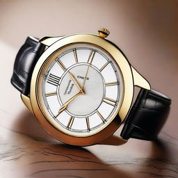 Design a luxury wristwatch with the outer frame in the shape of a horseshoe