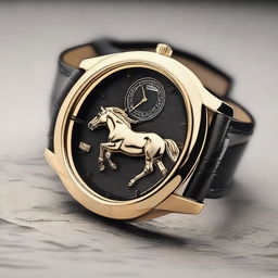 Design a luxury wristwatch featuring a horse race track embedded into the dial