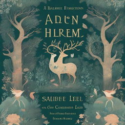 A beautifully illustrated book cover featuring an enchanting forest scene with mystical creatures and a hidden magical portal