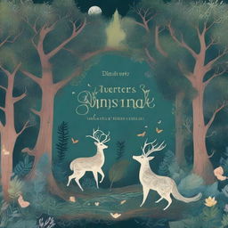 A beautifully illustrated book cover featuring an enchanting forest scene with mystical creatures and a hidden magical portal