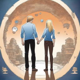 Two people, one with blonde hair and the other with brown hair, holding hands