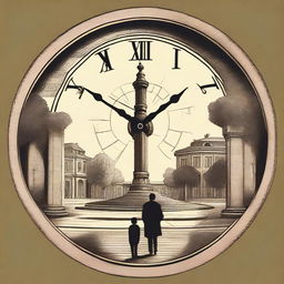 A design featuring a large clock in the center, symbolizing the passage of time over two years of communication