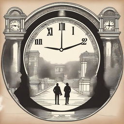 A design featuring a large clock in the center, symbolizing the passage of time over two years of communication