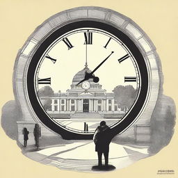 A design featuring a large clock in the center, symbolizing the passage of time over two years of communication