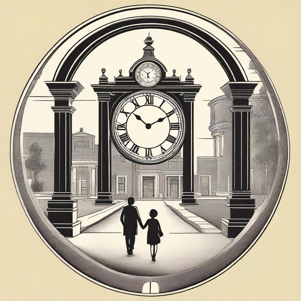 A design featuring a large clock in the center, symbolizing the passage of time over two years of communication