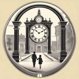 A design featuring a large clock in the center, symbolizing the passage of time over two years of communication