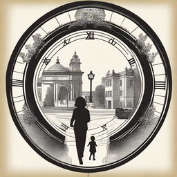 A design featuring a large clock in the center, symbolizing the passage of time over two years of communication