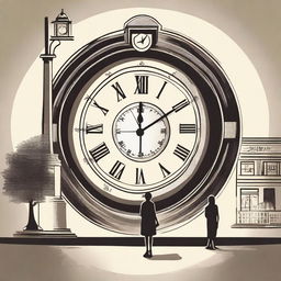 A design featuring a large clock in the center, symbolizing the passage of time over two years of communication