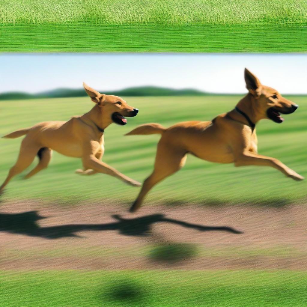 An engaging image illustrating the motion perception between machine and human vision from the perspective of an animal running fast in a field