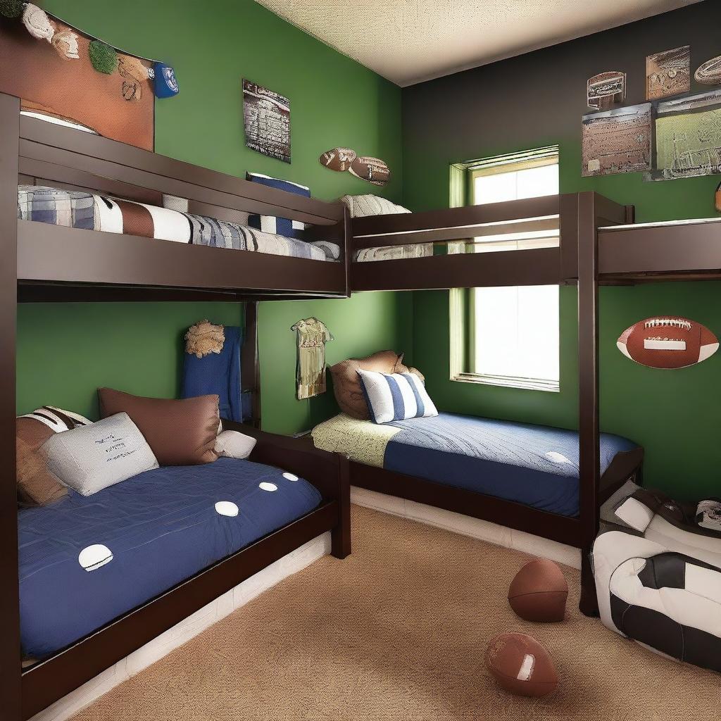 A cozy room for two boys who share a space, featuring a bunk bed as the focal point