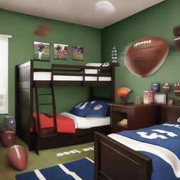 A cozy room for two boys who share a space, featuring a bunk bed as the focal point