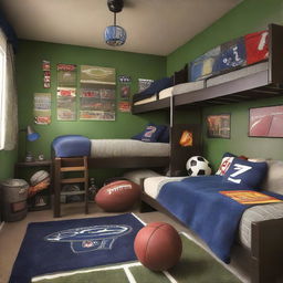 A cozy room for two boys who share a space, featuring a bunk bed as the focal point